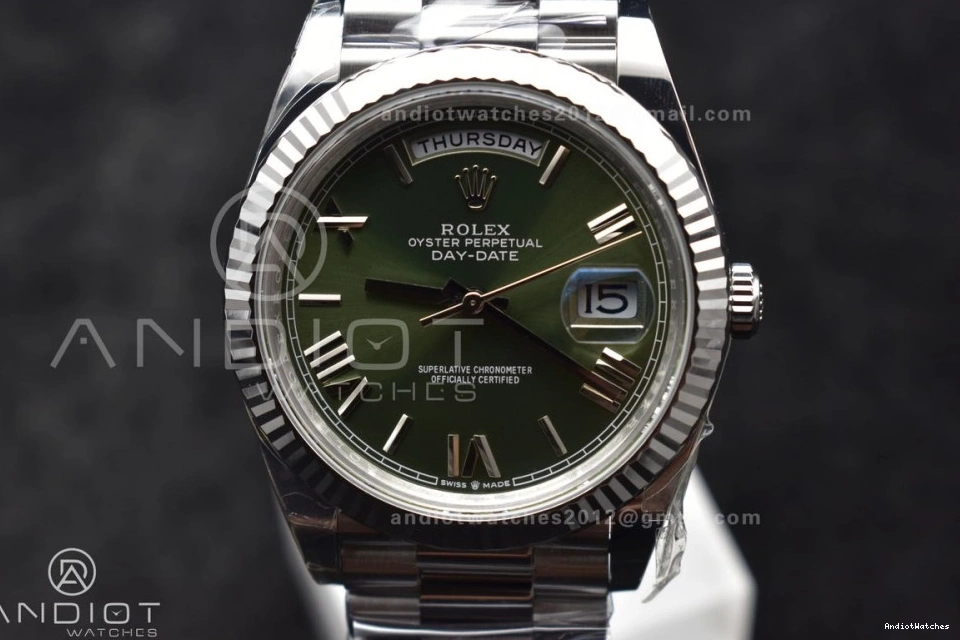 1:1 President Refined VR3255 Edition THBF (Gain 228239 Date Green Weight) Day Roman SS Dial Bracelet on Best 40 662 0323